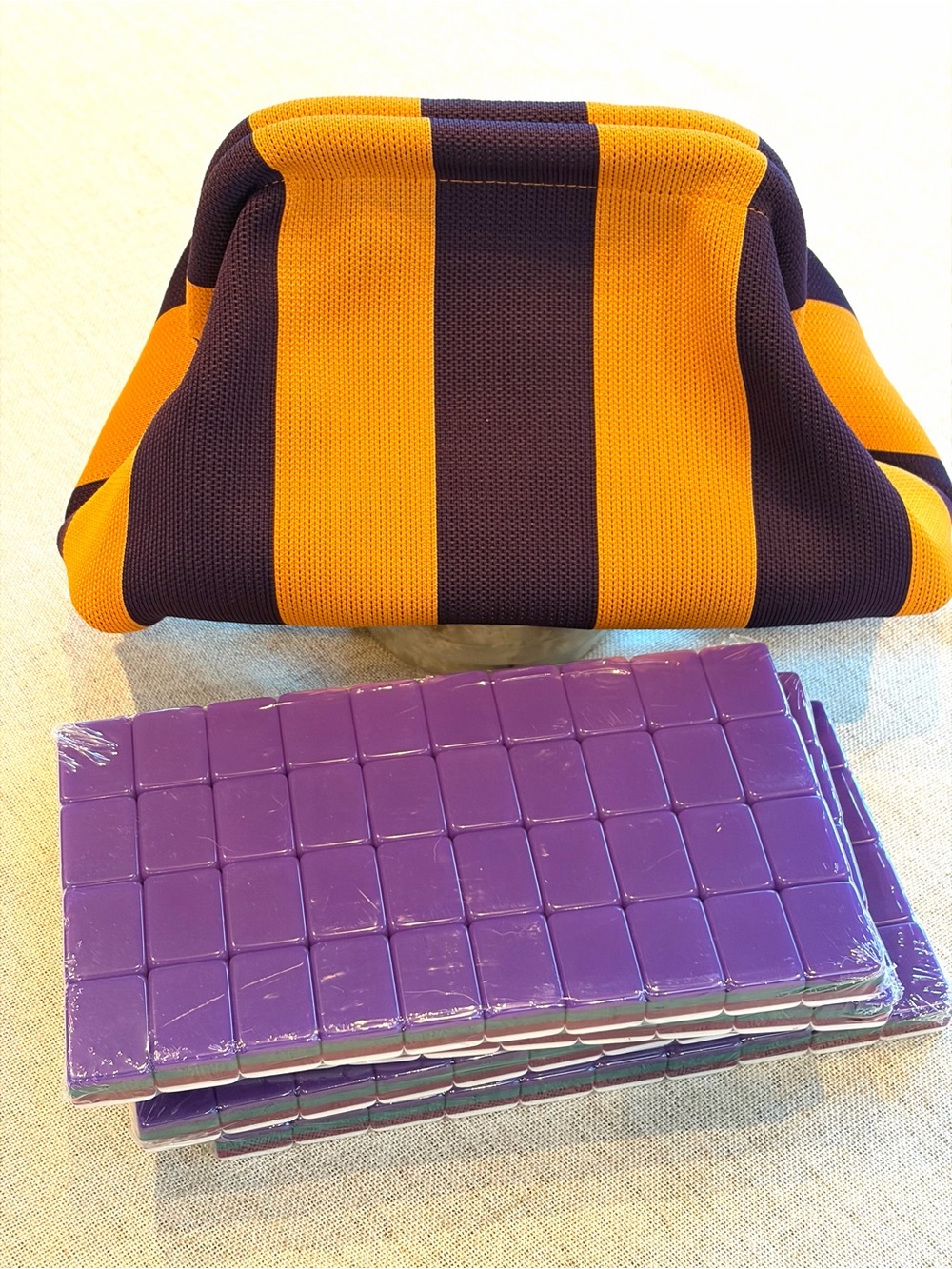 Plum 💜 Mahjong Tiles 🀄️& Tile Bag 💜💛